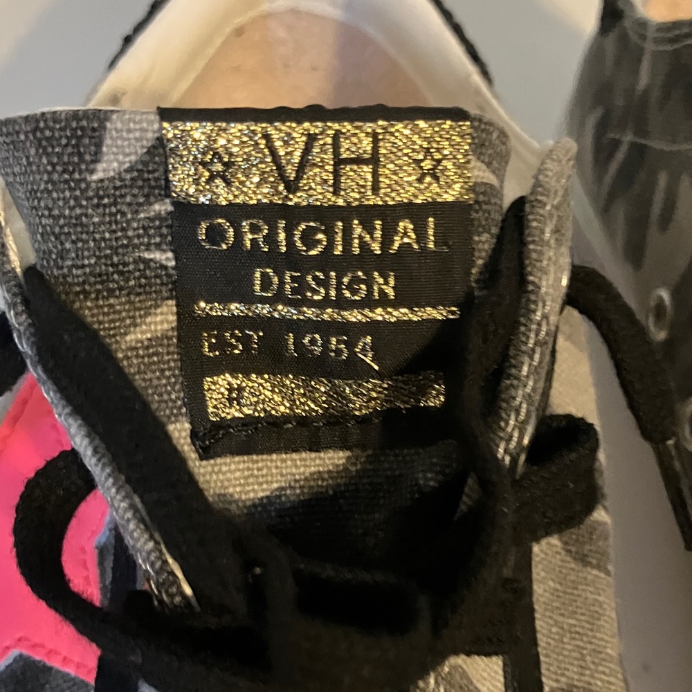 Vintage Havana Black and Gray Sneakers with Neon Pink Accent - Picture 2 of 6